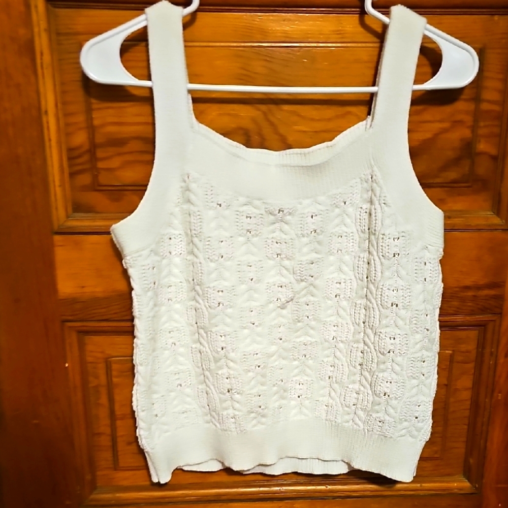 Time and Tru Cream Knit Tank Top